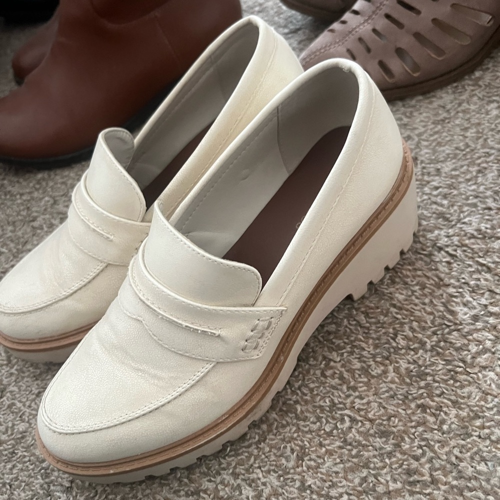 Maurices Off-White Platform Loafers